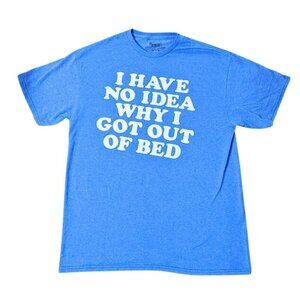 NWOT SPENCER'S Heather Blue Cotton Blend "I Have No Idea" Graphic Tee Sz Men's L